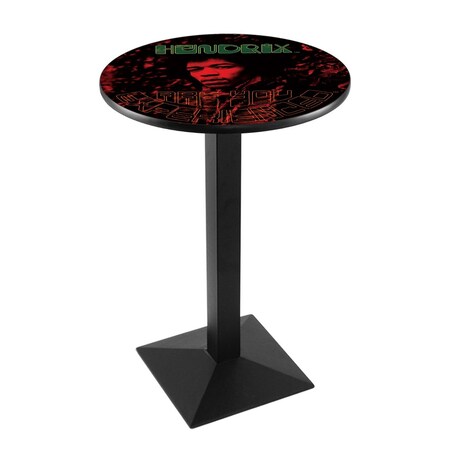Holland Bar Stool Co 36" Blk Wrinkle Jimi Hendrix, AYE, Red Pub Table L217B3636JimiH06
